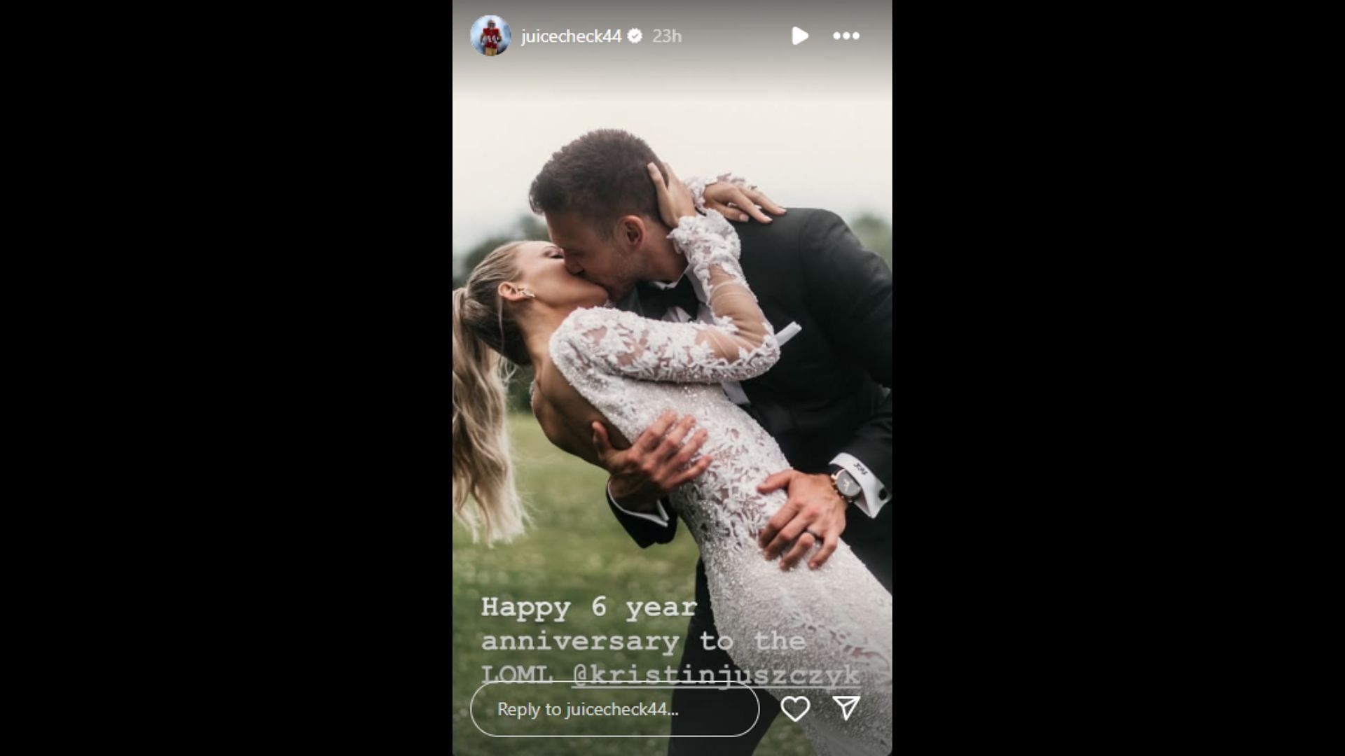 Kyle Juszczyk shared a sweet post for wife Kristin on their anniversary (image credit: instagram/juicecheck44)